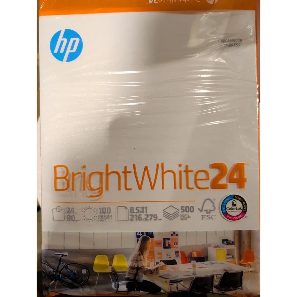 HP Bright White 24 Printer Paper 500 Sheets 24 lb for Color Printing 100‎ Bright